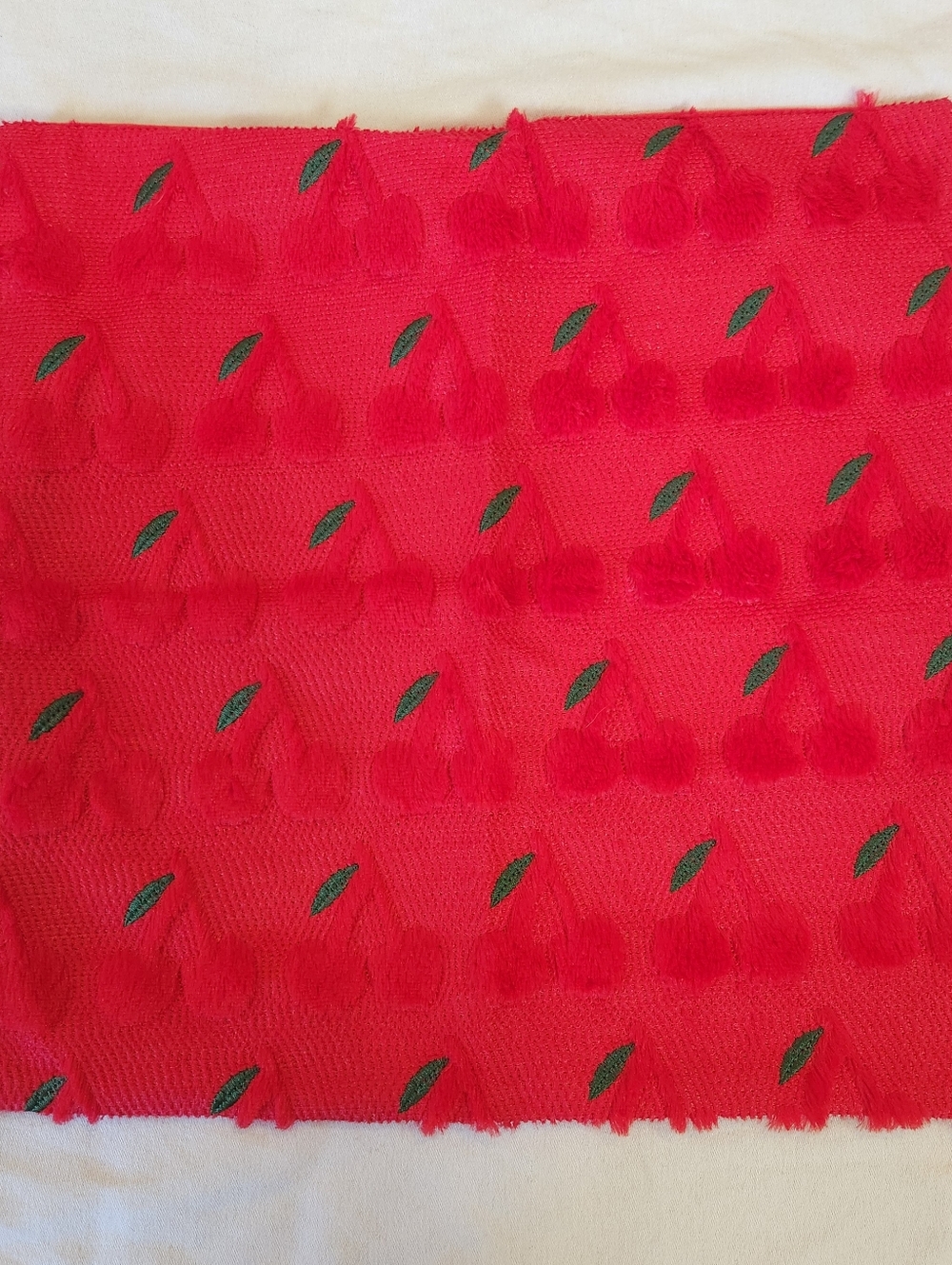 Textured Cherry Red Pillow Cover 3D Fringe Novelty